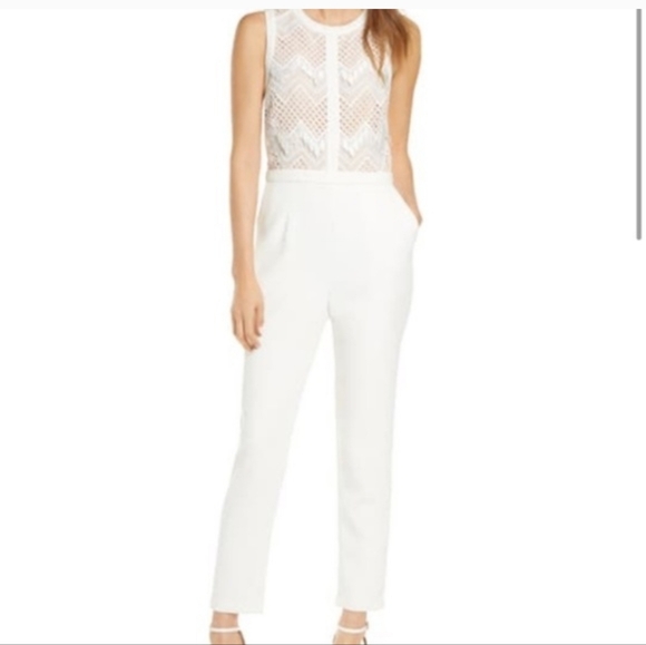 New!!! Adelyn Rae ✨ Elegant White Melody Lase Sleeveless Women's Jumpsuit Size S - Picture 15 of 16